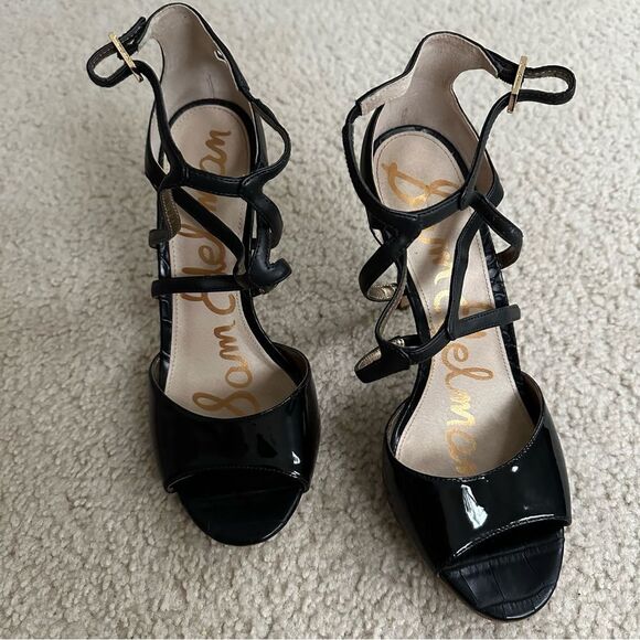 Sam Edelman black strappy going out heels - Picture 1 of 11